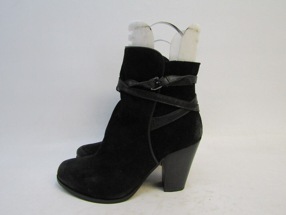 All Saints Womens Size 38 EUR Black Suede Buckle Ankle Fashion Boots Bootie
